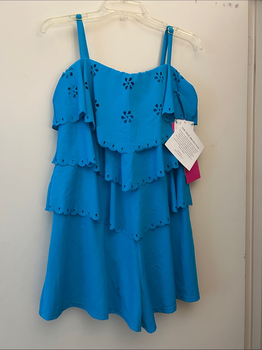 Bright Blue Tiered Ruffle One-Piece Swimsuit